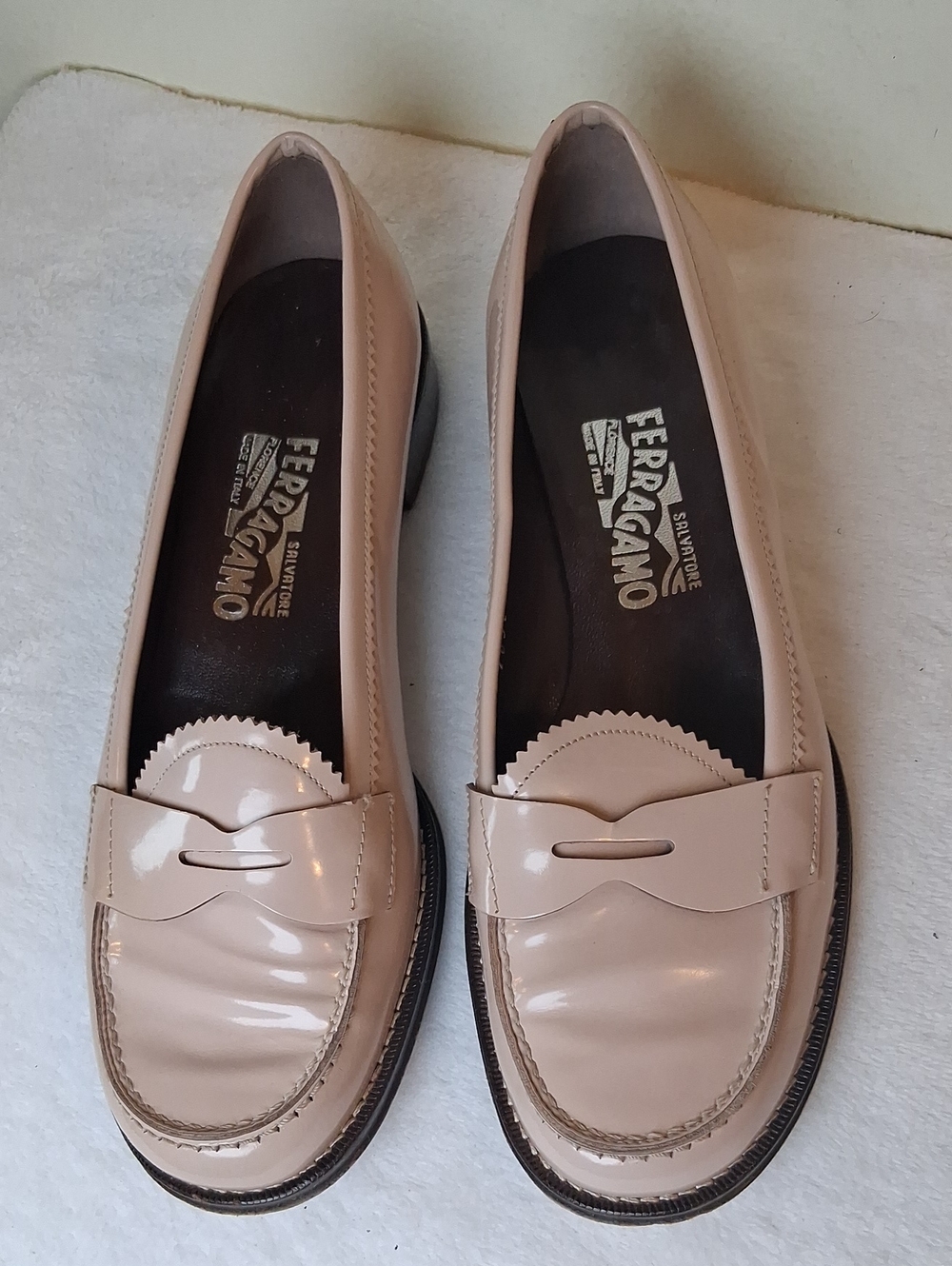 Salvatore Ferragamo Light Pink Patent Leather Loafers